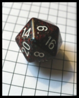 Dice : Dice - 20D - Black Red and Blue Speckles With White Numerals